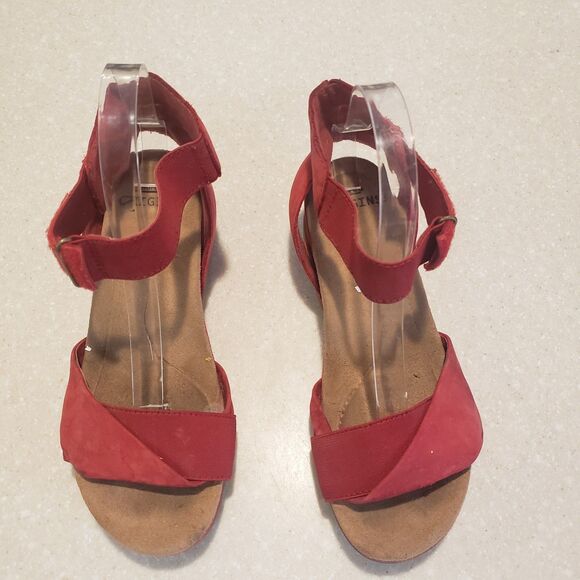 Earth Origins Cadence Carolina Sandal Womens 6.5 Leather Ankle Wrap Boho Red - Picture 3 of 8